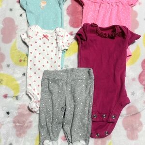 Polka Dot and Solid Color Baby One Piece Set